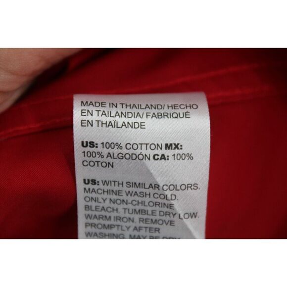 Chicos 1 No Iron S Sateen Tunic Top Button Front Red Stiletto Long Sleeve NEW - Picture 7 of 7